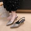 Fashion 2025 Fashion Summer Women's Pointy Toe Kitten Heels Slingback Pumps Big Size 42 Elegant Sandal Office Lady Shoes