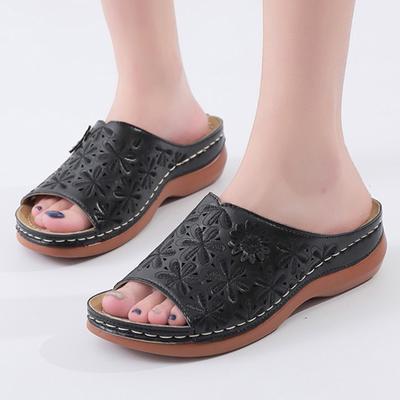 Женские тапочки на платформе Lucyever Vintage Flower 2024 года, летние босоножки на танкетке с открытым носком, удобные женские туфли больших размеров для повседневной носки 35-43