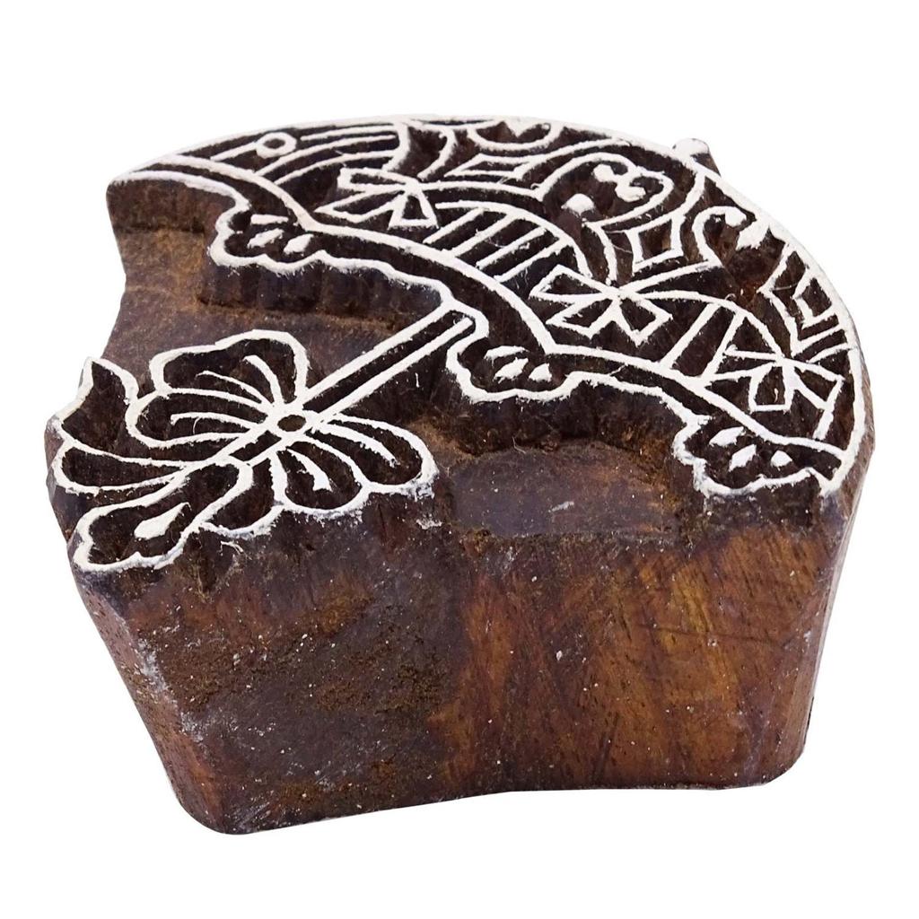 Коричневые гончарные штампы с зонтиками на деревянных печатных блоках Индийское искусство ручной работы