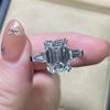 Hui Zhi Yi S925 Silver Simulated Emerald Cut Rectangle Ring 9x13mm - European & American Style