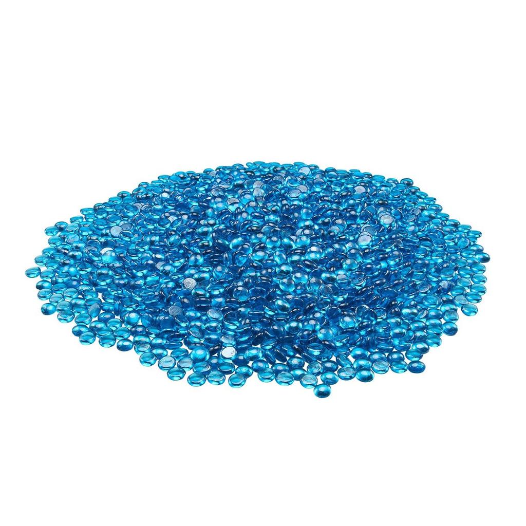 10LBS Fire Glass 3/4-Inch Fireplace Glass Rocks for Firepit Caribbean Blue