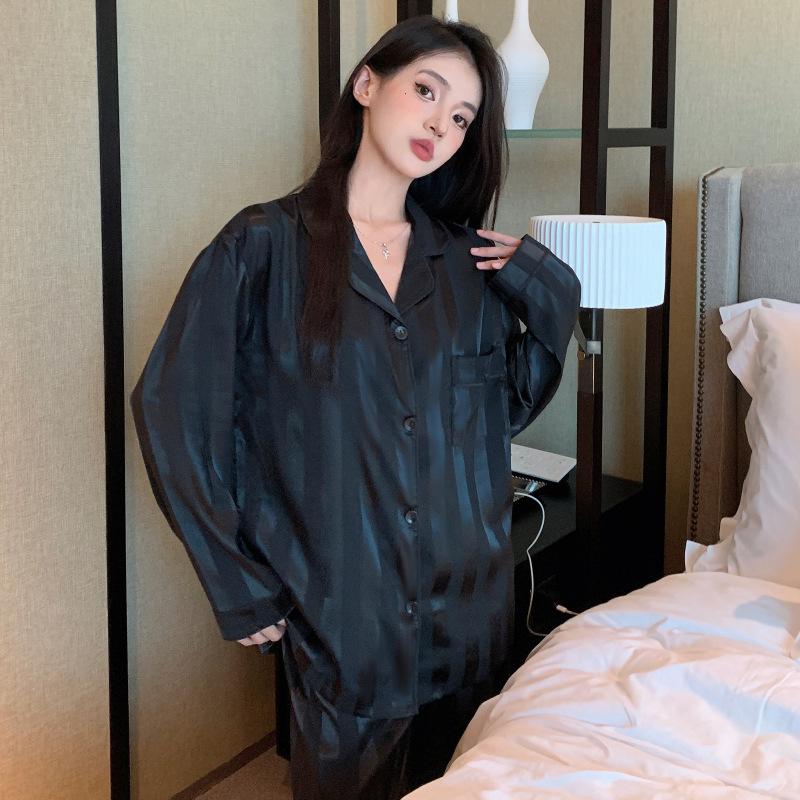 Весенне-осенняя женская японская полосатая пижама, домашний костюм, женская пижама с длинными рукавами для пары, корейская пижама, домашний костюм