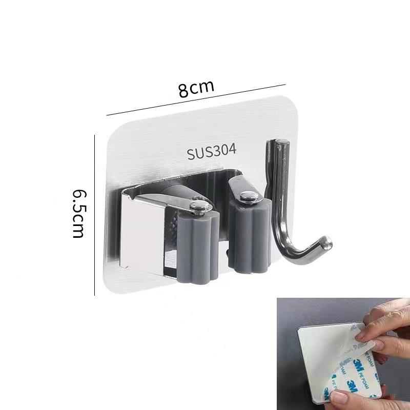 1 шт., держатель для швабры из нержавеющей стали, крючок для настенного крепления, органайзер для швабры, щетка, метла, вешалка для швабры, для кухни, ванной комнаты, для хранения, крепкий крючок