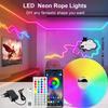 Умные светодиодные неоновые огни RGB, Водонепроницаемые, С регулировкой яркости, Синхронизация с музыкой, Длина DIY, С пультом дистанционного управления и управлением через приложение, Для домашней вечеринки, Рождественский декор
