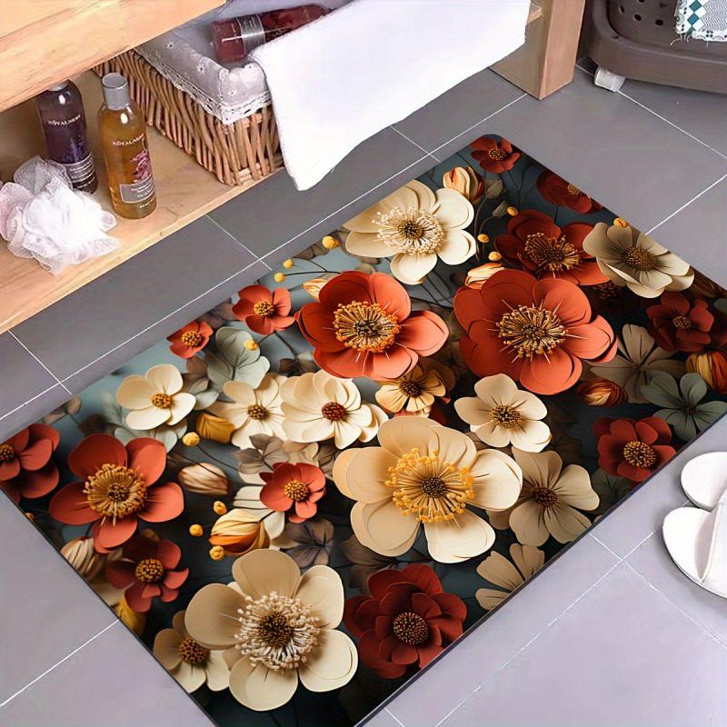 3d Pattern Flower Bath Mat Anti-skid Super Absorbent Kitchen Bathroom Rug Diatom Mud Foot Pad Home Room Decor Entrance Carpets