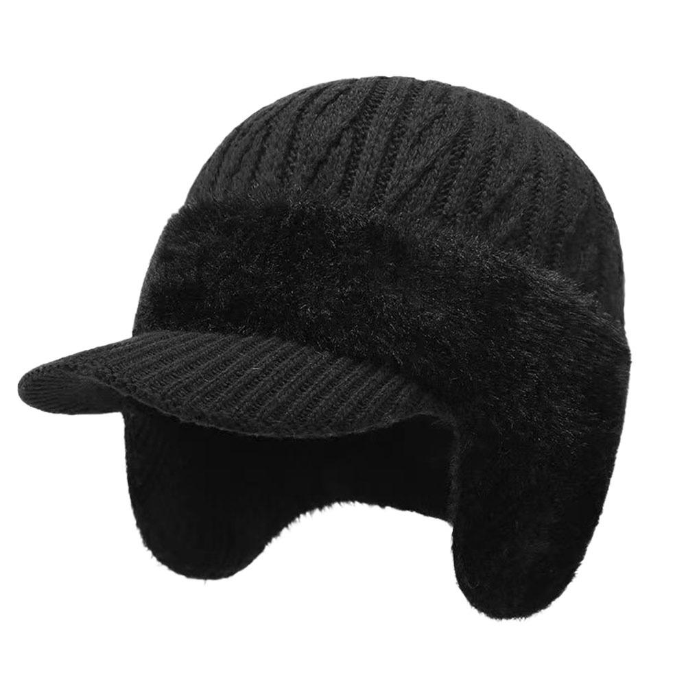 Fleece Lined Thermal Winter Hat Ear Protection Baseball Cap Fashion Knit Beanie Hat Outdoor