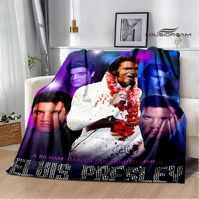 E-Elvis-Presley Retro print blanket blankets for beds Picnic blankets Flange blanket Soft and comfortable blanket birthday gift