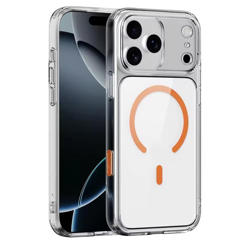 Роскошный магнитный чехол Magsafe для iPhone 17 Pro Max 17Air 17Pro 17 Прозрачный с кнопкой камеры Беспроводная зарядка Чехол