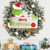 Christmas Green Elf Door Sign Merry Christmas Wooden Door Hanger Front Door Wall