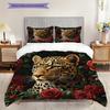 Постельное белье с леопардовым принтом Комплект одеял Покрывало Наволочка Домашний Декор Подарок на День Рождения (1 пододеяльник + 2 наволочки, без наполнителя)