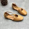 Handmade Genuine Leather Shallow Buckle Strap Sandals Versatile Soft Cowhide Women's Flat Shoes