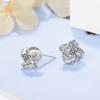 925 Sterling Silver Flower Clover Stud Earrings Wedding Elegant Cubic Zirconia Stone Earrings for Women Fine Jewelry