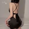 Women's Silky Satin Deep V Padded Backless Sleep Dress with Robe Lounge Set