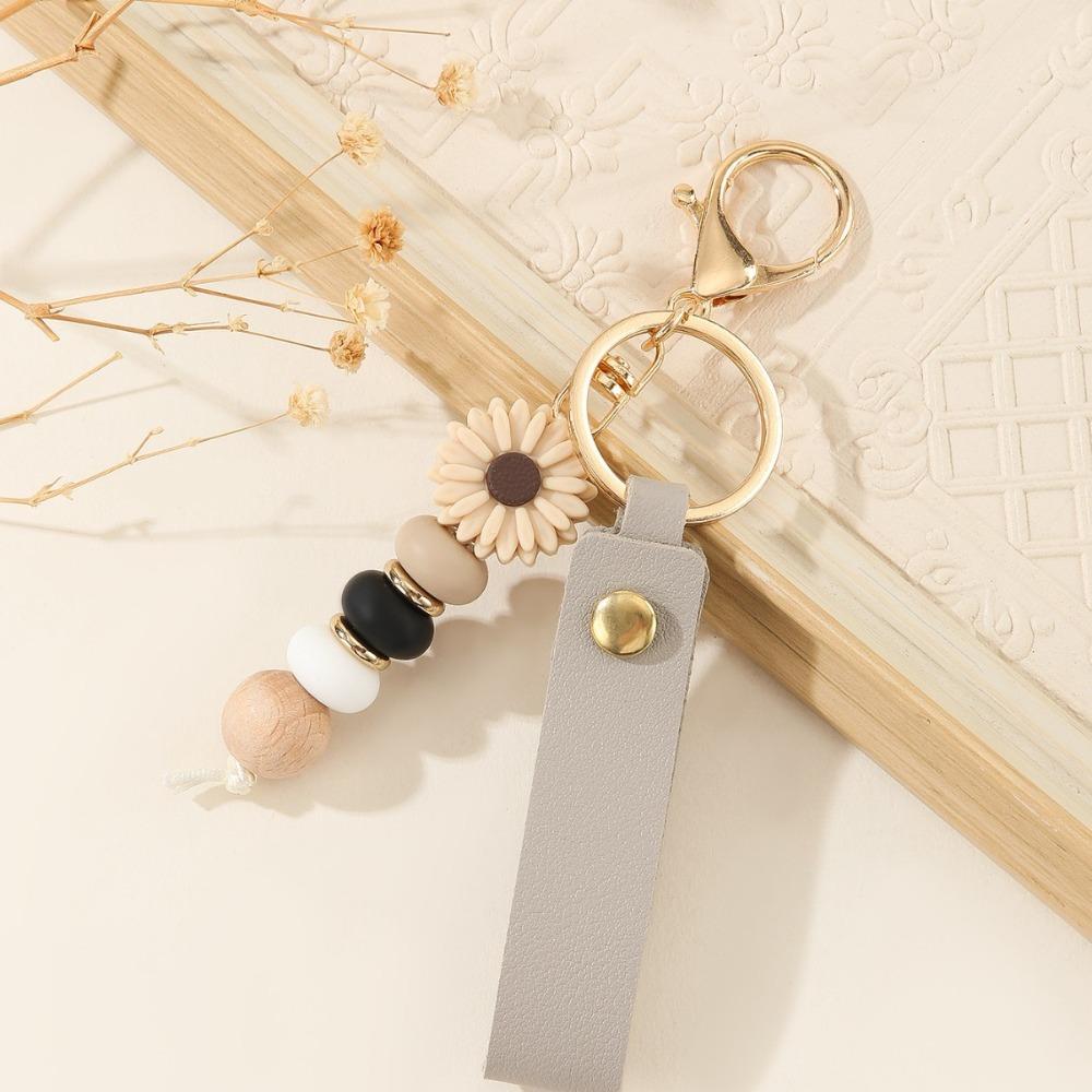 Beads Daisy Pendant Keychain Silicone Bag Charms Ornaments New Mobile Phone Lanyard Gifts