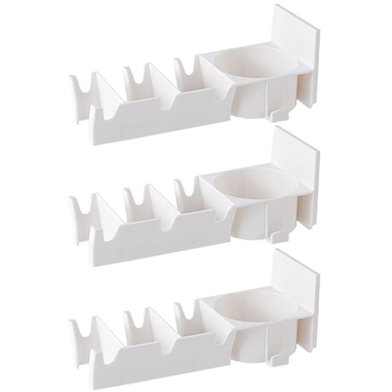 Настенный держатель для бадминтонных ракеток, самоклеящийся, 3 слота, вешалка для теннисных ракеток со стойкой для хранения мячей, полка для подвешивания теннисных ракеток без сверления для дома, общежития