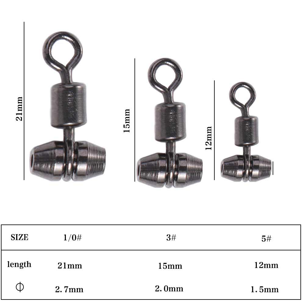 10pcs Fishing Swivels 3-way Stainless Steel Fishing Connector Rolling Bearing Swivel Hook for Carp Tackle Accessories tool