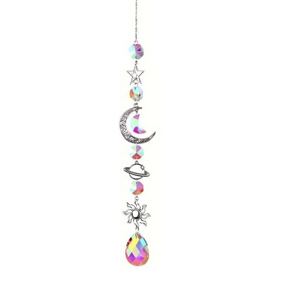 Star Sun Catcher Faux Crystal Prism Rainbow Maker Stars And Moon Colorful Hanging Suncatcher for Window Home Garden Decoration