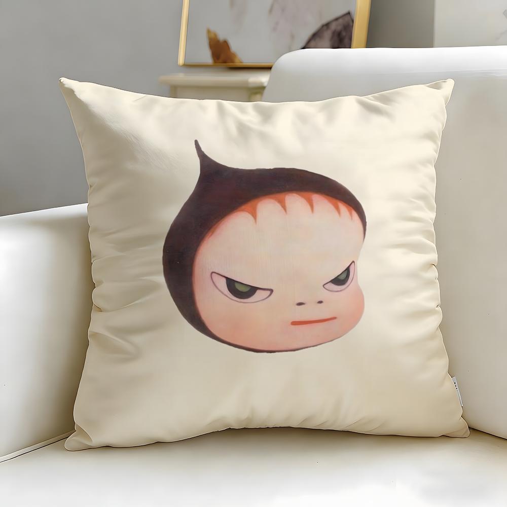 Stylish YYoshitomo Naraes Cushion Cover Stylish Washable Pillow Cover Ideal for Couch Bedroom Car Decoration