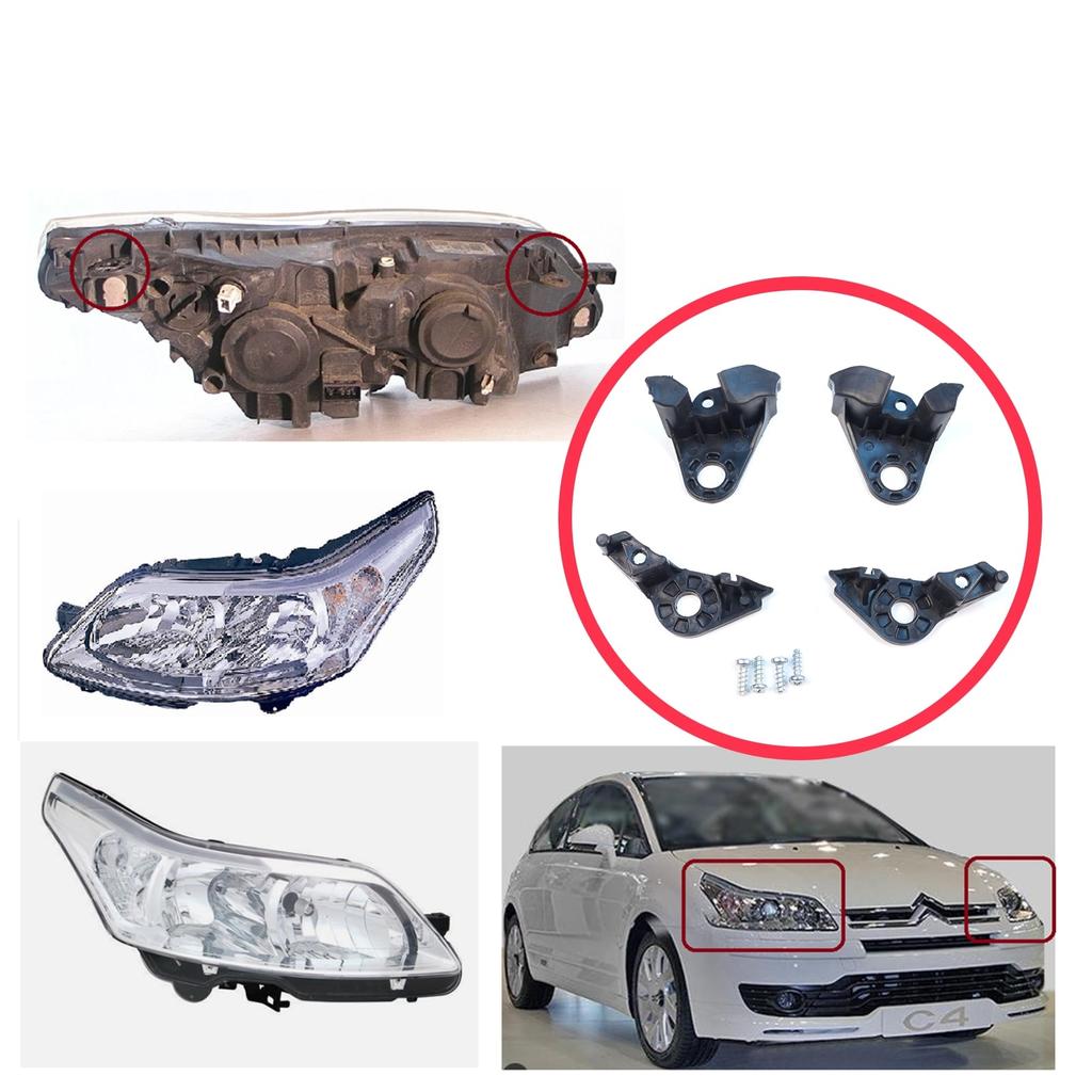 BHL5+BHL6 Headlight Holder Mount Repair Bracket Tab Set Left Right Side for Citroen C4 MK1 LC Coupe MK1 THE 2004-2010 621283 621284