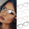 Gold Metal Frame Glasses Cat Eyewear Clear Lens Eyeglasses Brand Designer Retro Sunglasses