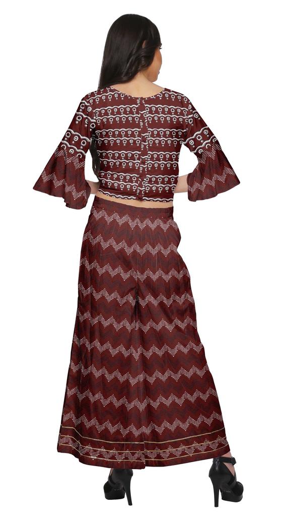 Moomaya Printed Loose Palazzo And Crop Top Set Ethnic Dress For Women Plus
