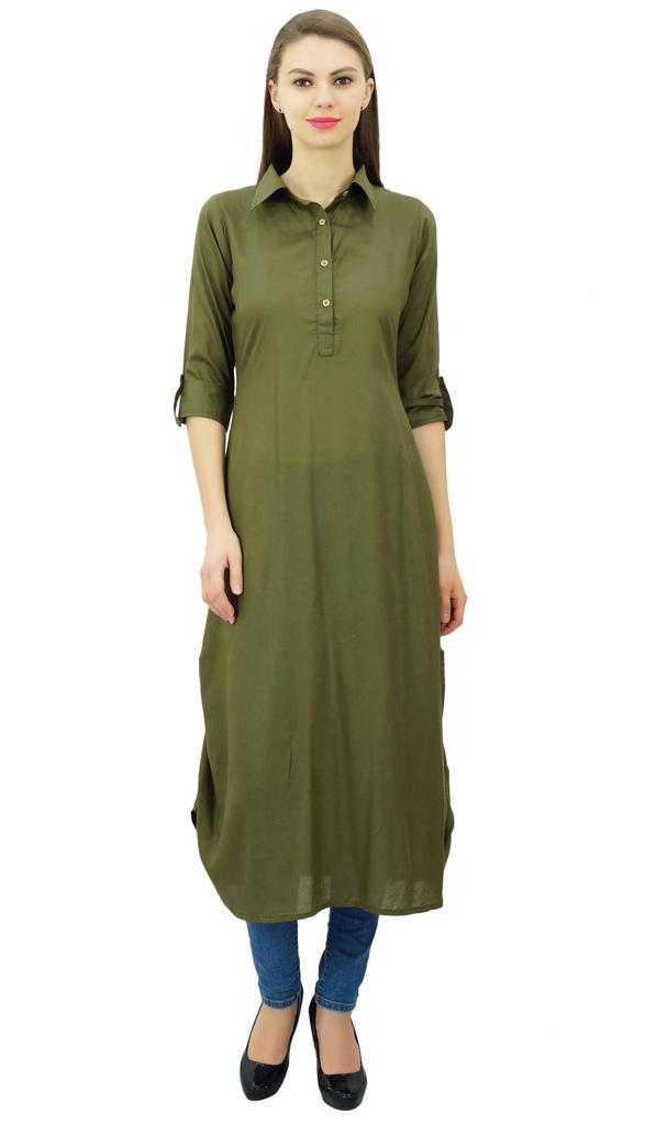 Phagun Индийская хлопковая смесь Курти Курта Повседневная одежда Воротник Туника Для