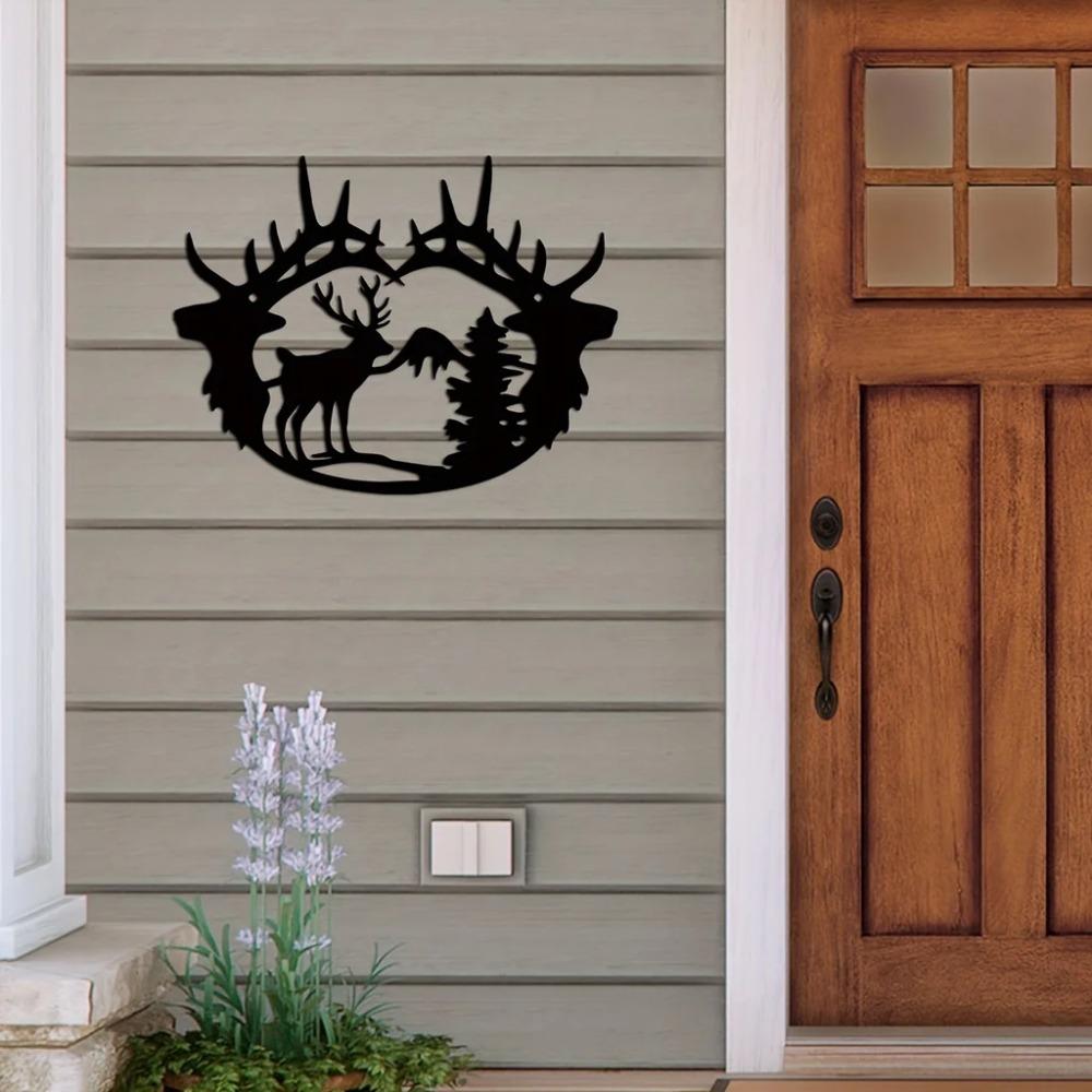 1pc Deer Theme Decor - Exquisite Wall Art Decorations, Modern Bedroom Enhancement with Sticker Mural and Metal Wall Hanging