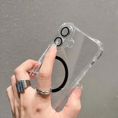 Для MagSafe Прозрачный Акриловый Противоударный Чехол для Телефона с Защитой Объектива Камеры Для iPhone 16 Pro Max 15 14 Plus 13 12 11