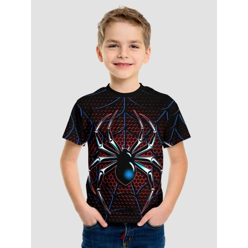 Детские футболки, летние, с круглым вырезом, с 3D-мультяшным рисунком, модные и повседневные, с короткими рукавами, детские футболки для мальчиков