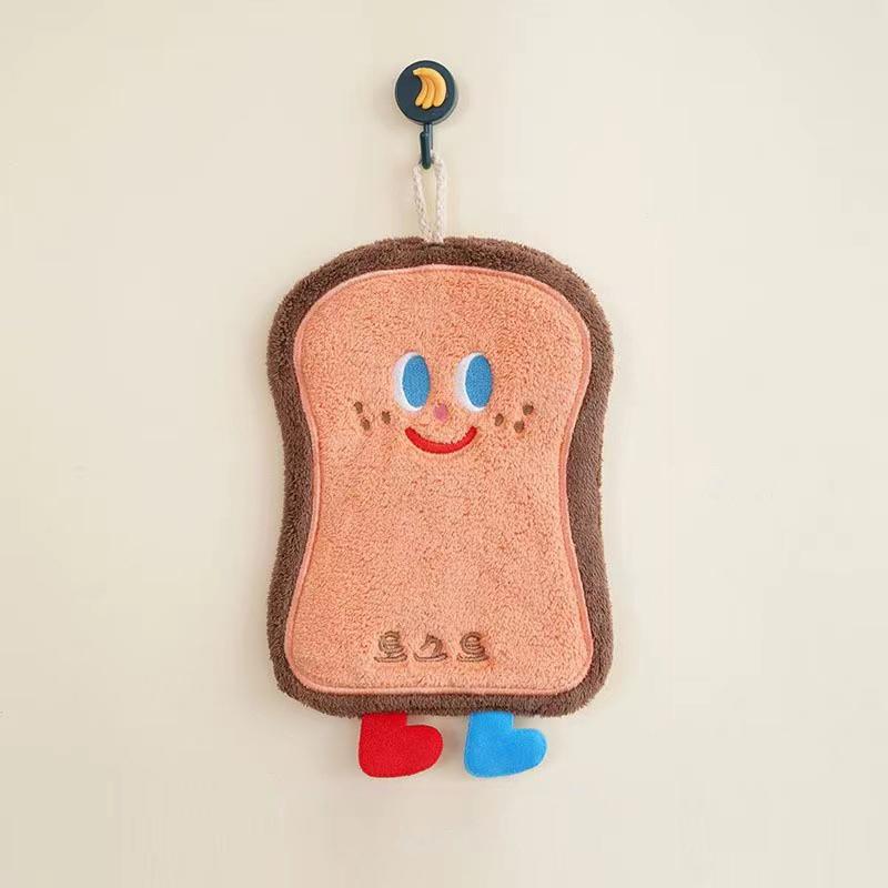 Cute Cartoon Pattern Kids Hanging Towel For Home Bathroom Kitchen Wiping Hands Thickening Absorbent Soft Towel With Hanging Loop