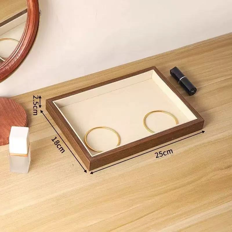 Velvet Jewelry Display Exquisite Jewellery Holder Portable Ring Earrings Necklace Organizer Storage Box Organizator Trays Beige