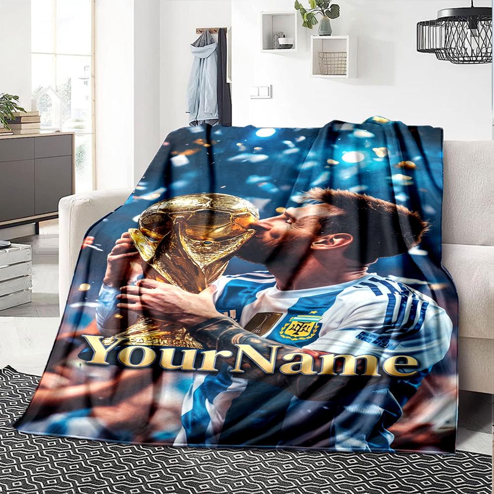 Messi Customize Your Name Blanket Multi-purpose Personalized Blanket Soft Warm Cozy Versatile for Bedding Sofa Nap Office Chair