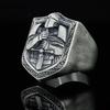 Exquisite Fashion Crusader Knight Handmade Men's Embossed Signet Ring Medieval Knight Men's Motorcycle Ring Souvenir Gift Anillo