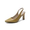 Бежево-желтые женские босоножки с ремешком через пятку Slingback с острым носом на высоком каблуке Маленький большой размер 32 46