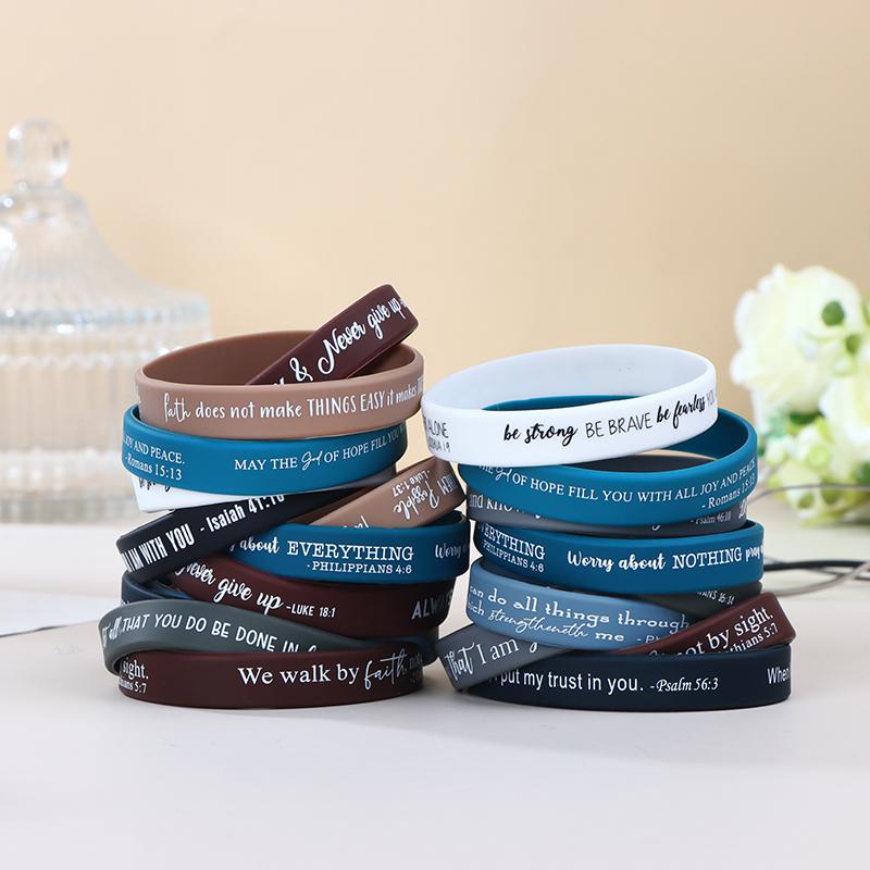 36 шт. религиозные силиконовые браслеты, оптовые библейские резиновые браслеты, красочные вдохновляющие христианские силиконовые браслеты