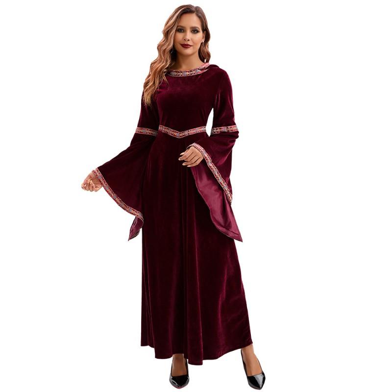Halloween Family Matching Vampire Costumes Adult Medieval Gothic Dress Kids Party Stage Performance Red