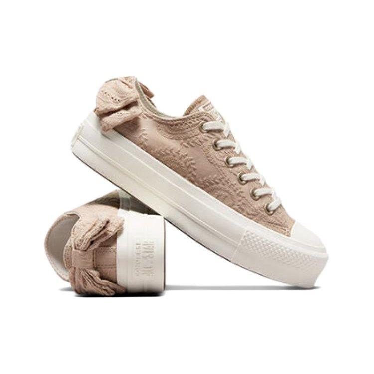 Converse Chuck Taylor All Star Lift Low Bow Женские кроссовки коричневые Nutty-Granola Egret A10246C