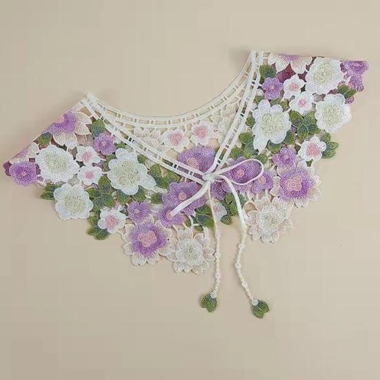 Ложный воротник с вышитым цветочным узором, регулируемая шнуровка, кукольная горловина, съемный отстегивающийся воротник-полуворотник