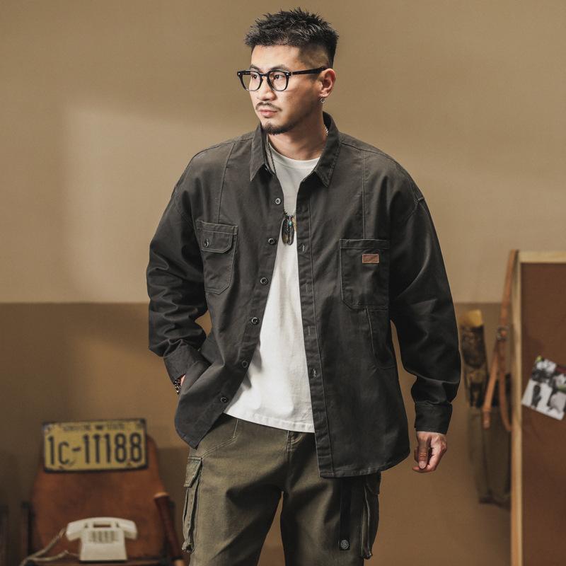 Мужская рубашка American Retro Tooling с длинными рукавами, свободная куртка Tough Guy Hunting Coach, куртка из чистого хлопка