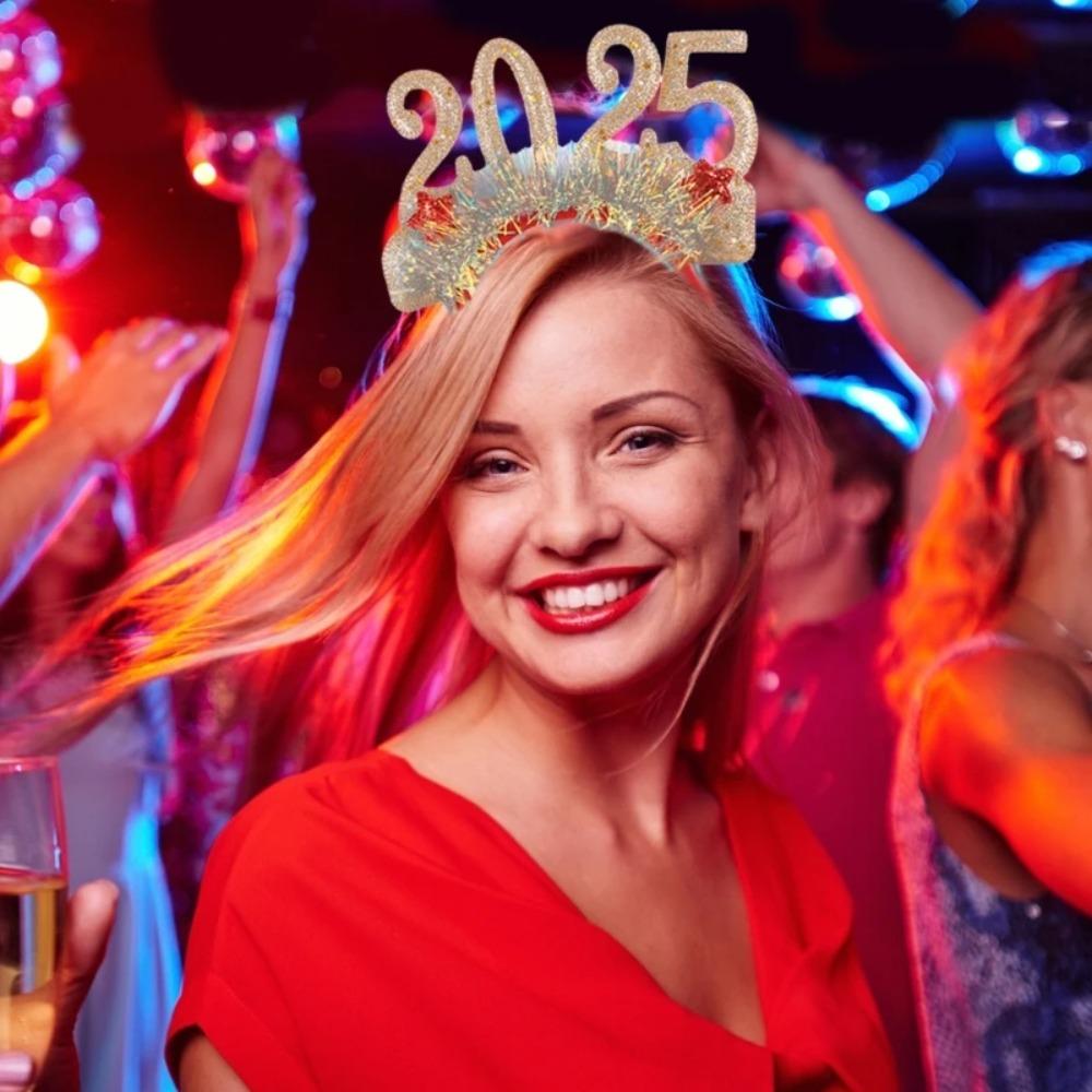 Wear-resistant Sequin 2025 New Year Headbands Non-slip Happy New Year Headdress  Party Favors