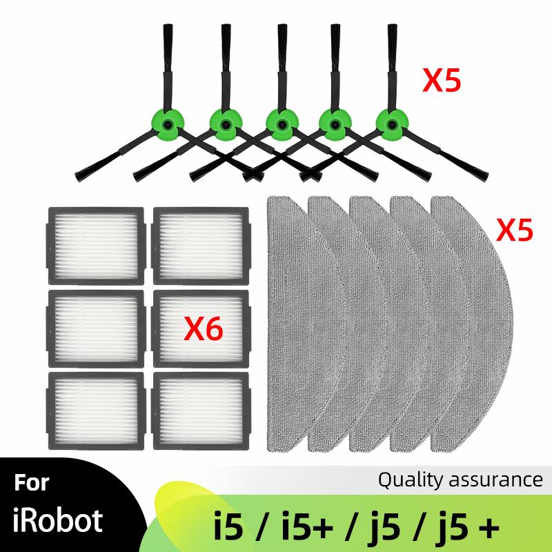 Подходит для iRobot Roomba Combo j5, j5+ Plus, i5, i5+ Plus Запасные части Ролик Боковая щетка Насадки для швабры Hepa-фильтр Мешок для пыли