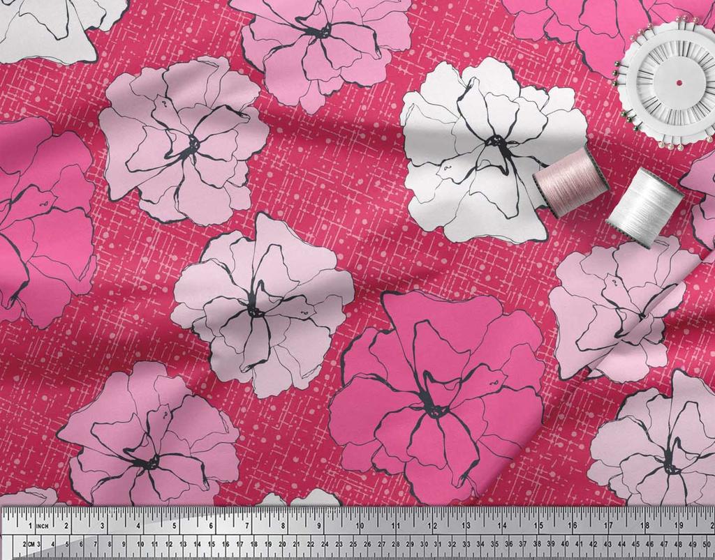 Soimoi Японский креп-атласная ткань с гвоздикой и цветочным принтом, швейная ткань, метр 42 дюйма