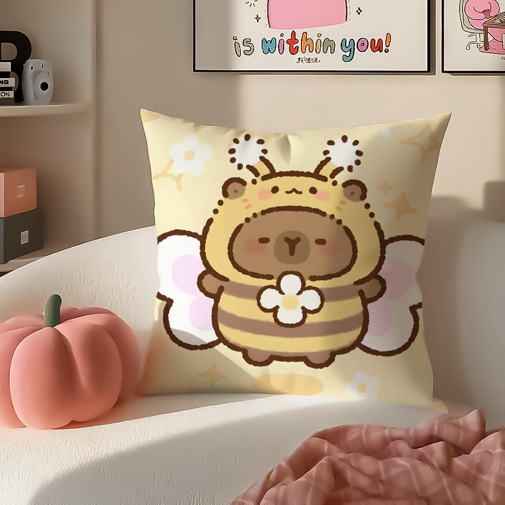 Милая забавная наволочка для подушки Капибара, короткий плюш, скрытая молния, для дивана в комнате