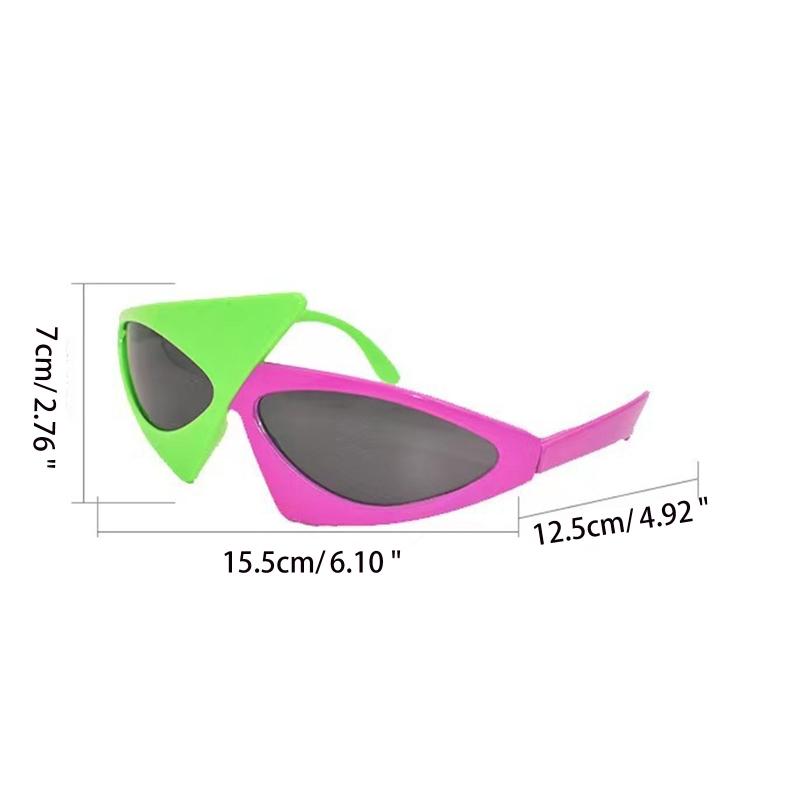 Унисекс Новинка Вечеринка Солнцезащитные очки 80-х Асимметричные очки Ярко-розовые и Неоново-зеленые очки для Хип-хоп танцев Хэллоуин вечеринки