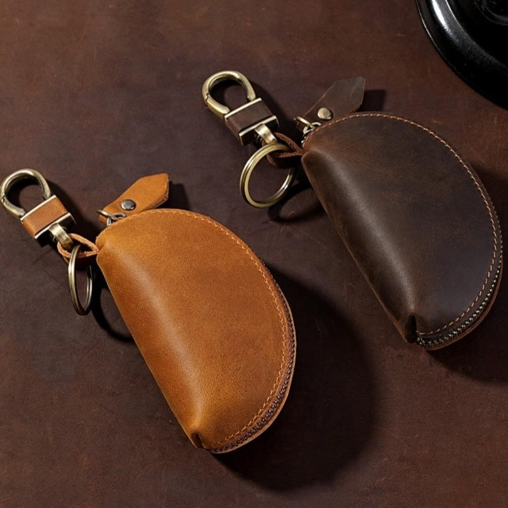 Crazy Horse Leather Car Key Pouch Multi-Color Leather Key Holder Durable Key Storage Bag Car Key