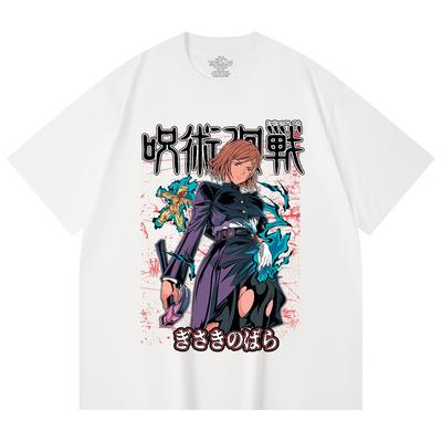 230 г/м² 100% хлопок Jujutsu Kaisen V37 Принт Нобары Унисекс Тяжелая хлопковая футболка