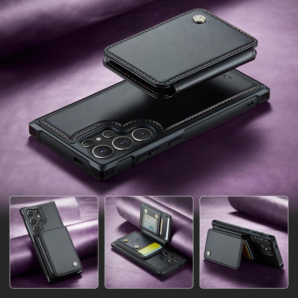 JEEHOOD-J05 for Samsung Galaxy S26 Ultra S25 S24 Plus FE Removable 2-in-1 Separable Flip Wallet Premium PU Leather Case Card Holder Phone Back Cover