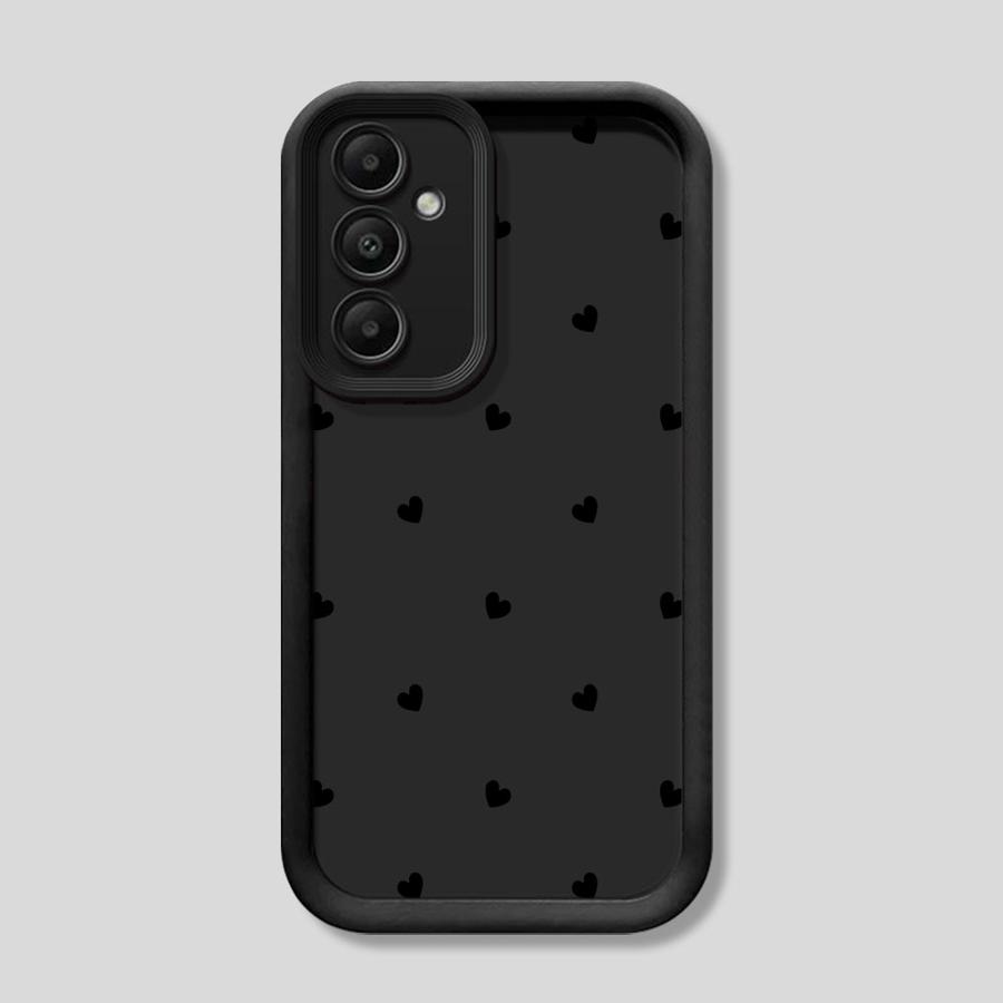 Черный Чехол-Крышка Мягкое Сердце для Samsung Galaxy A15 A51 A52 A25 A54 A53 A55 A35 A73 A06 A72 A71