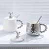 European Style Couple Ceramic Coffee Cup Galvanized Silver Bear Mug Gift Office Teacup Living Room Breakfast Mug Home Decoration