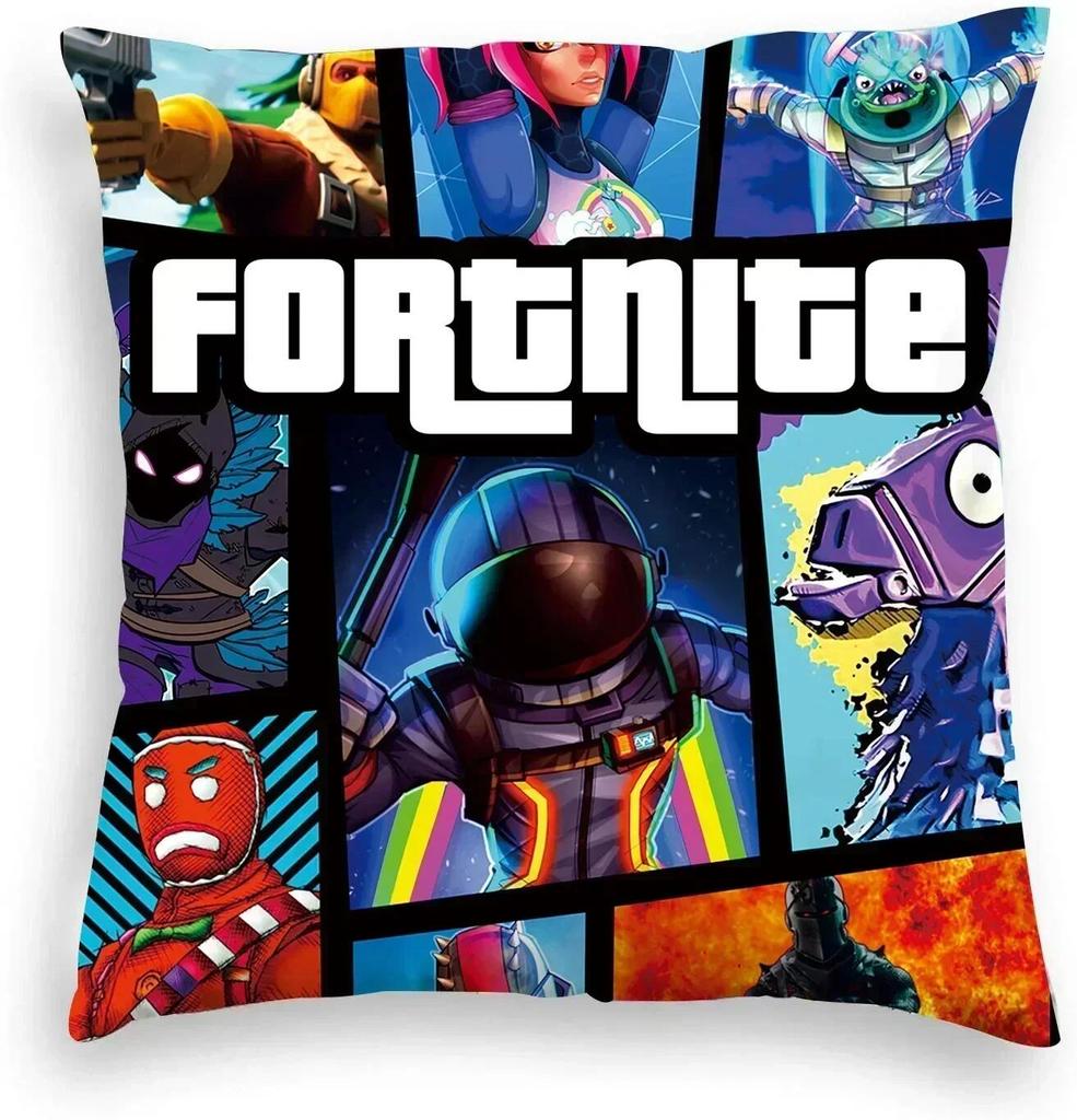 High Quality Fortnite Cushion Cover Plush Anime Pillowcase Plush Pillow Cases Home Decoration Pillow Cover for Sofa Bed Chair Living Room